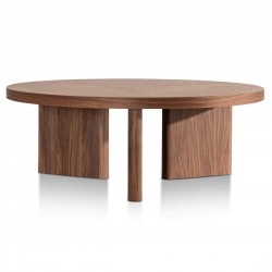 Tri Base Wooden Round Coffee Table – 100cm Dia - Walnut